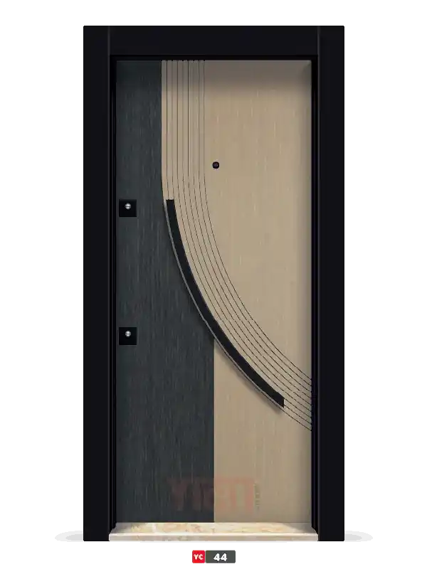 Siyah-beyaz mermer desenli çelik kapı