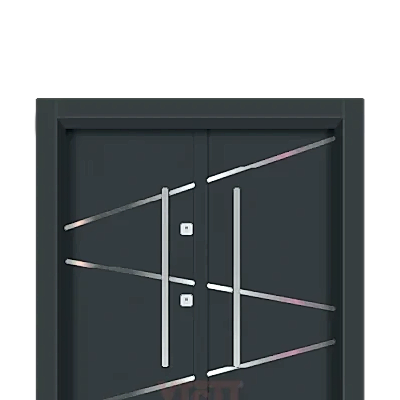 Diagonal Metal Aksanlı Çift Kompozit Kapı Modeli YC 109