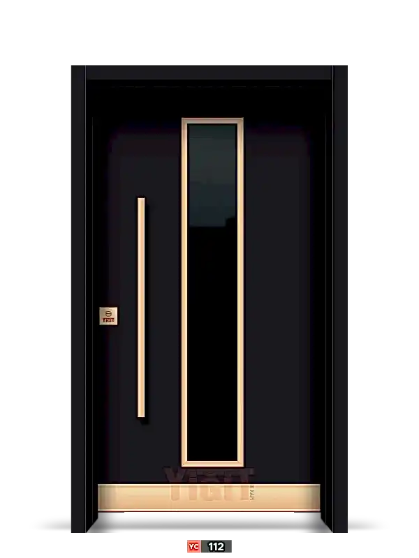 Siyah ve Altın Aksanlı Kompozit Kapı Modeli YC 112